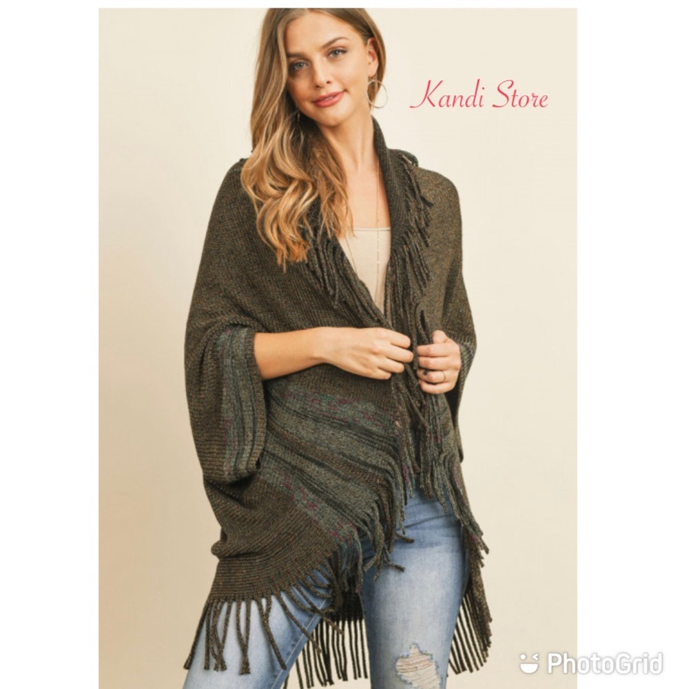 Fridge Stripe Open Front Kimono Style Sweater